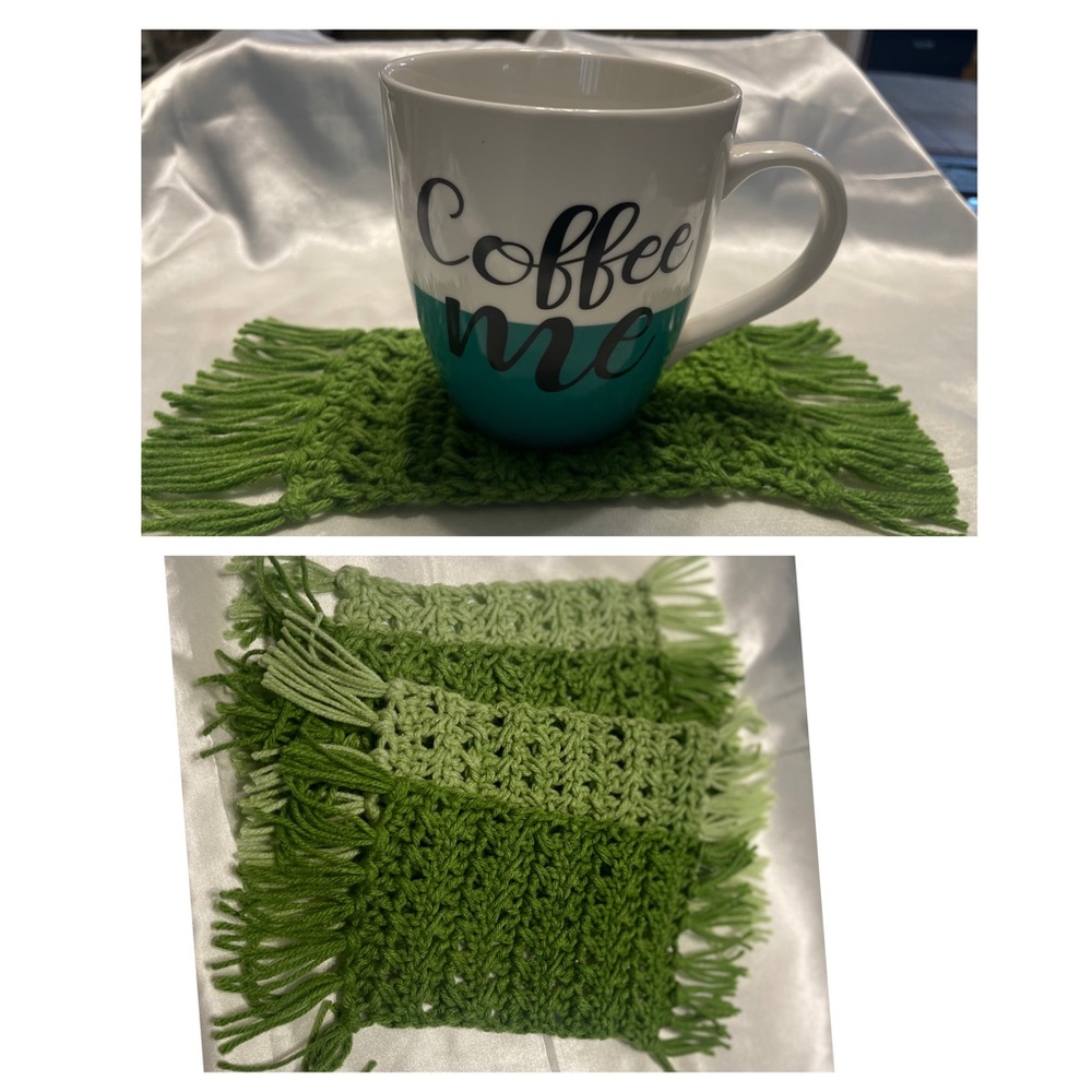 Handmade crochet rug mug. coaster Set